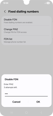 Key in your PIN2 and press OK. The default PIN2 is 1111.