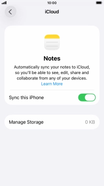 Press the indicator to turn synchronisation of each app on or off.