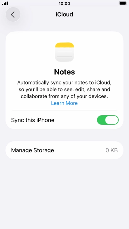 Press the indicator to turn synchronisation of each app on or off.