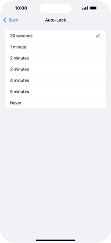 Press the required setting.