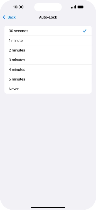 Press the required setting.