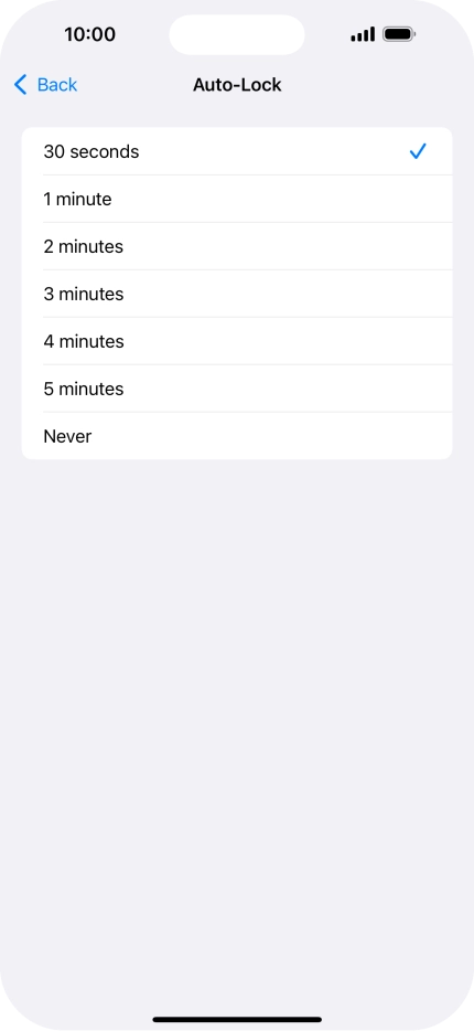 Press the required setting.