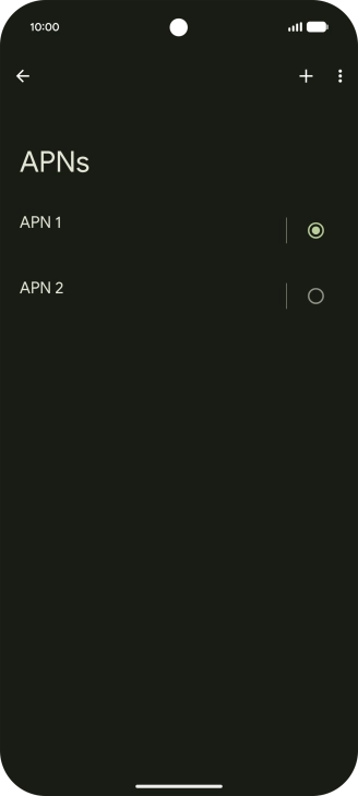 Press the field next to the data connection to activate it.