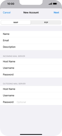 Press Password and key in the password for your email account. Press Password and key in the password for your email account.