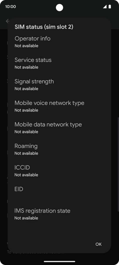 Your phone's EID number is displayed below EID. Your phone's EID number is displayed below EID.