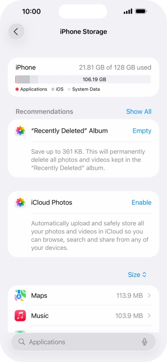 Press the required app.