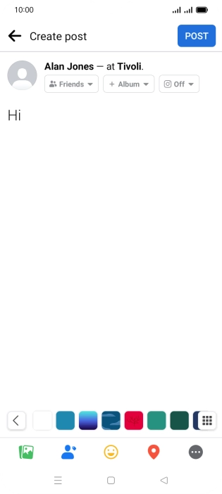 Write the required text and press POST. Write the required text and press POST.