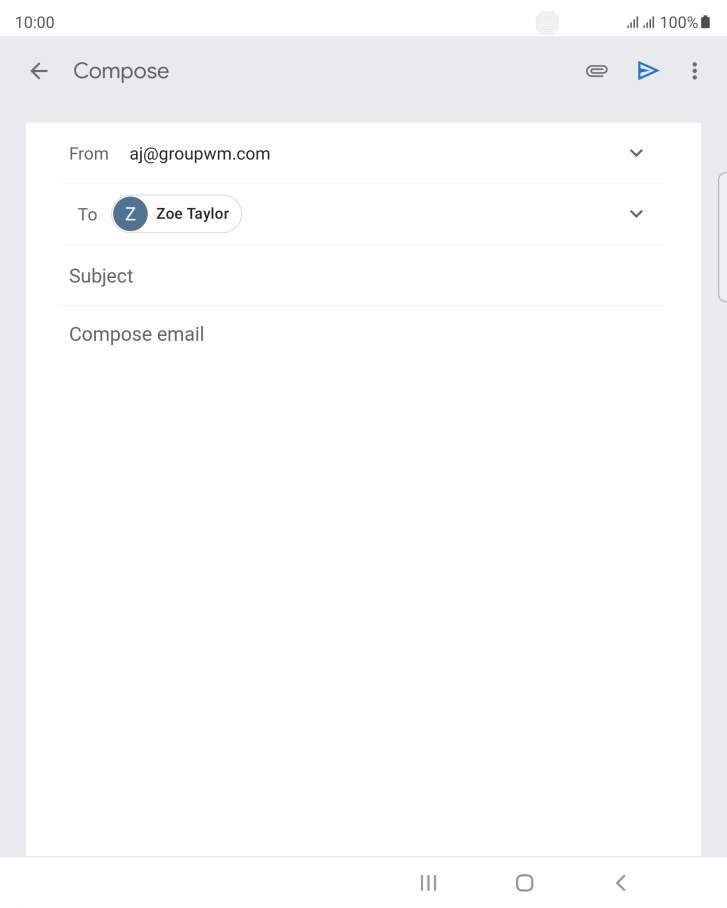 Press Subject and key in the subject for the email message.