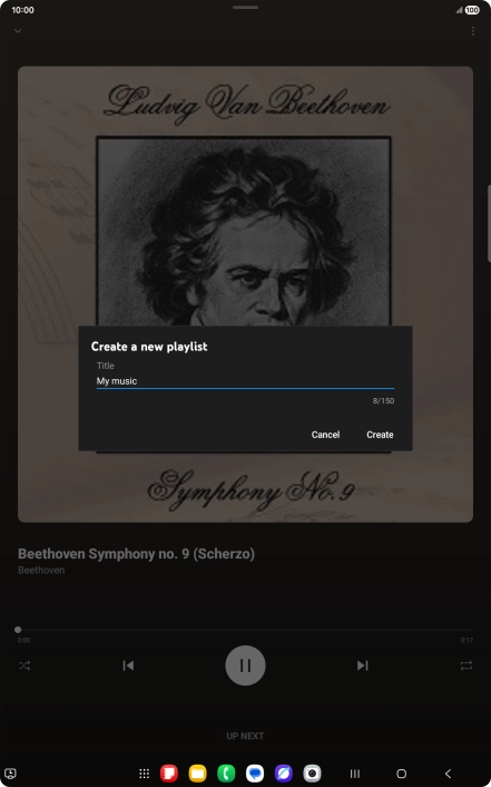 Key in a name for the playlist and press Create. Key in a name for the playlist and press Create.