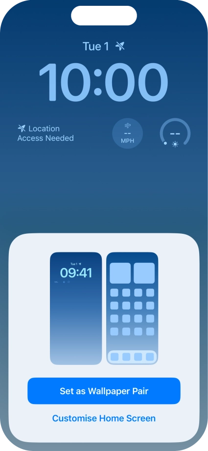 To use the same colour theme on the home screen, press Set as Wallpaper Pair. To use the same colour theme on the home screen, press Set as Wallpaper Pair.
