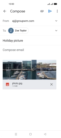 Press the text input field and write the text for your email message. Press the text input field and write the text for your email message.