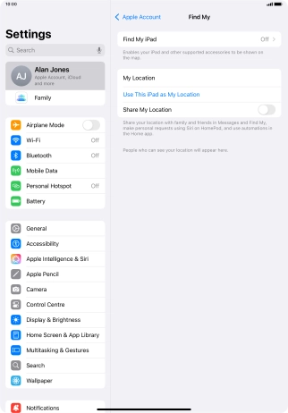 Press Find My iPad. Press Find My iPad.