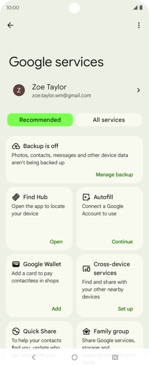 Press Manage backup. Press Manage backup.