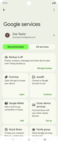 Press Manage backup. Press Manage backup.