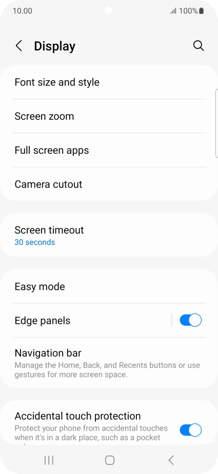 Press Screen timeout.