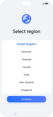 Press the required country or area. Press the required country or area.