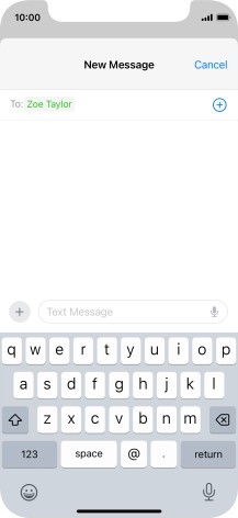 Press the text input field and write the text for your text message.