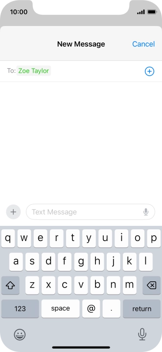 Press the text input field and write the text for your text message.