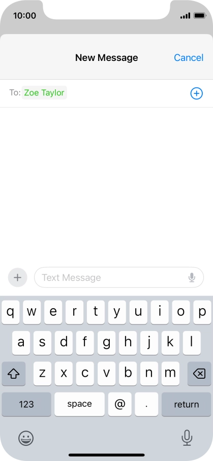 Press the text input field and write the text for your text message.
