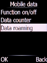 Select Data roaming and press the Left selection key.