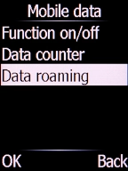 Select Data roaming and press the Left selection key.