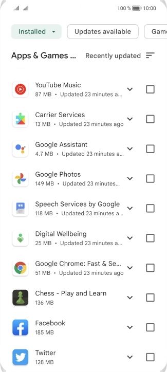 Press the required app. Press the required app.