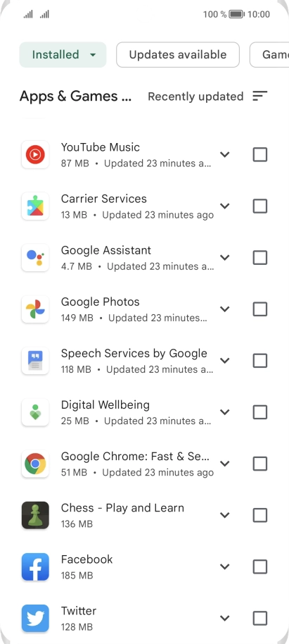 Press the required app. Press the required app.