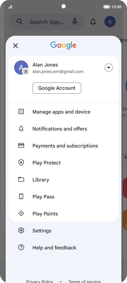 Press Manage apps and device. Press Manage apps and device.