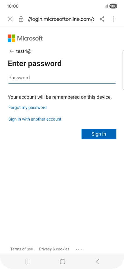 Press Password and key in the password for your email account.