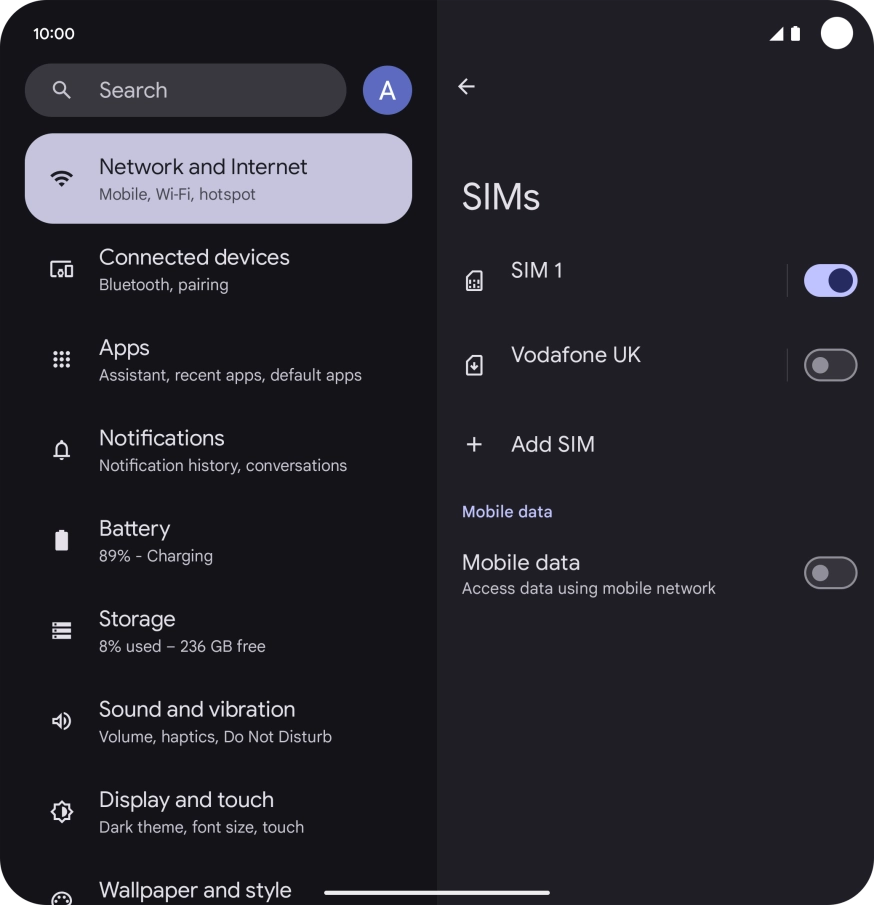 Press the required eSIM.