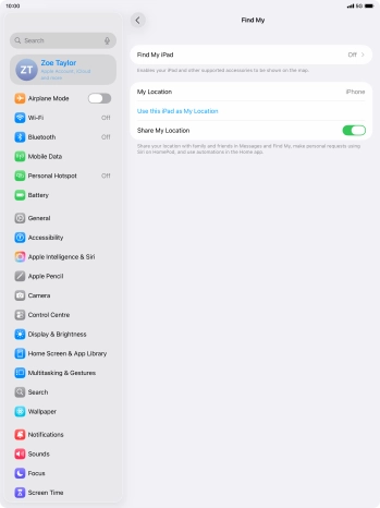 Press Find My iPad.