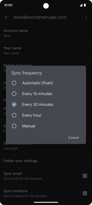 Press the required setting. Press the required setting.