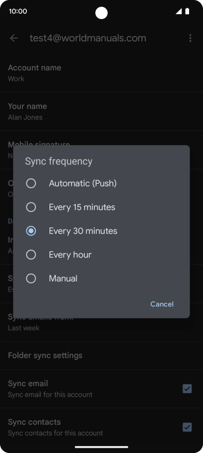 Press the required setting. Press the required setting.
