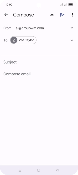 Press Subject and key in the subject for the email message.