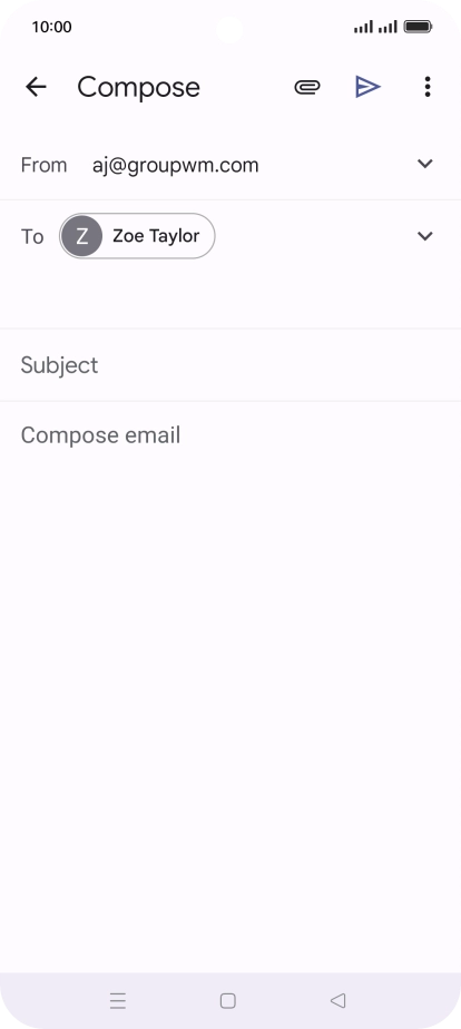 Press Subject and key in the subject for the email message.