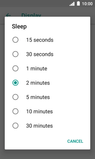 Press the required setting. Press the required setting.