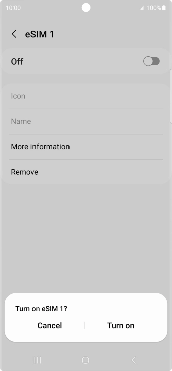 If you turn off use of the price plan, press Turn on. If you turn off use of the price plan, press Turn on.