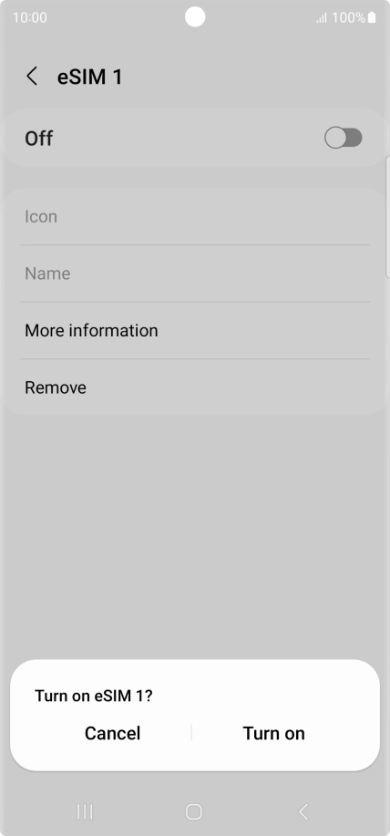 If you turn off use of the price plan, press Turn on. If you turn off use of the price plan, press Turn on.