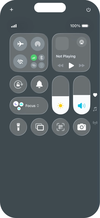 Slide your finger up or down on the screen to select the required Control Centre page. Slide your finger up or down on the screen to select the required Control Centre page.