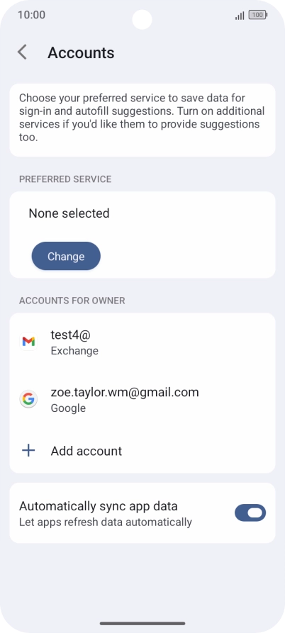 Press the required email account. Press the required email account.
