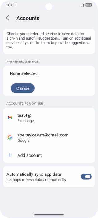 Press the required email account. Press the required email account.