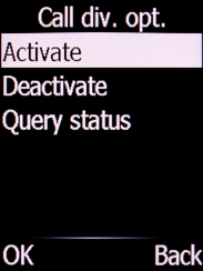 Select Activate and press the Left selection key. Select Activate and press the Left selection key.