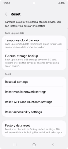 Press Factory data reset.