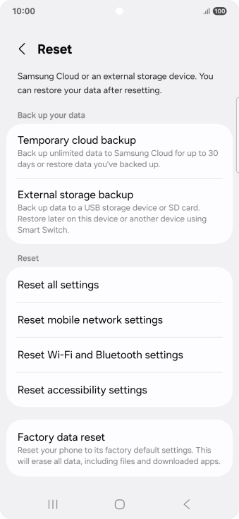 Press Factory data reset.