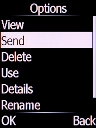 Select Send and press the Left selection key.