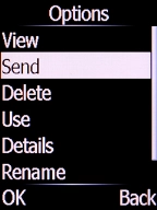 Select Send and press the Left selection key. Select Send and press the Left selection key.