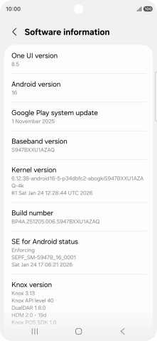 Your phone's software version is displayed below Android version. Your phone's software version is displayed below Android version.