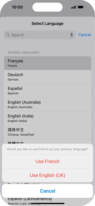 To select the new language as the default phone language, press Use ‹language› . To select the new language as the default phone language, press Use ‹language› .