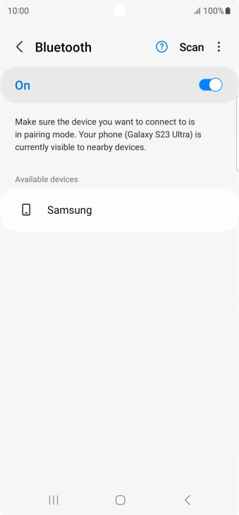 Press the required Bluetooth device and follow the instructions on the screen to pair the device with your phone. Press the required Bluetooth device and follow the instructions on the screen to pair the device with your phone.