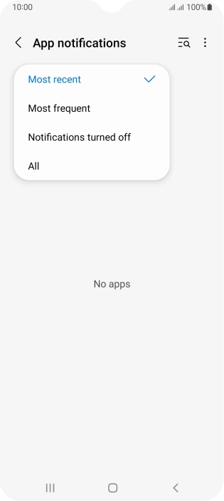Press the required setting.